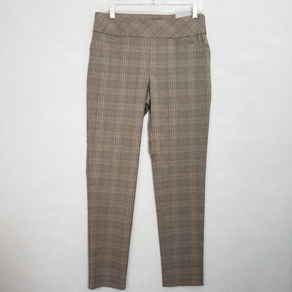 Van Heusen 10 Pull On Pant Brown Plaid Slim Fit Super Stretch Dark Academia $78